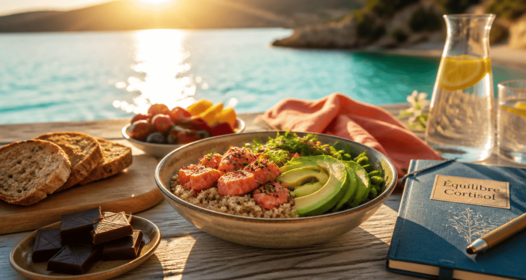 cortisol aliment a eviter bowl saumon avocat quinoa