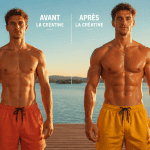 créatine avant/après photos deux sportifs torse nu