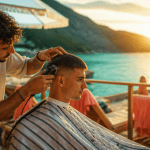 degrade court homme coucher soleil terrasse