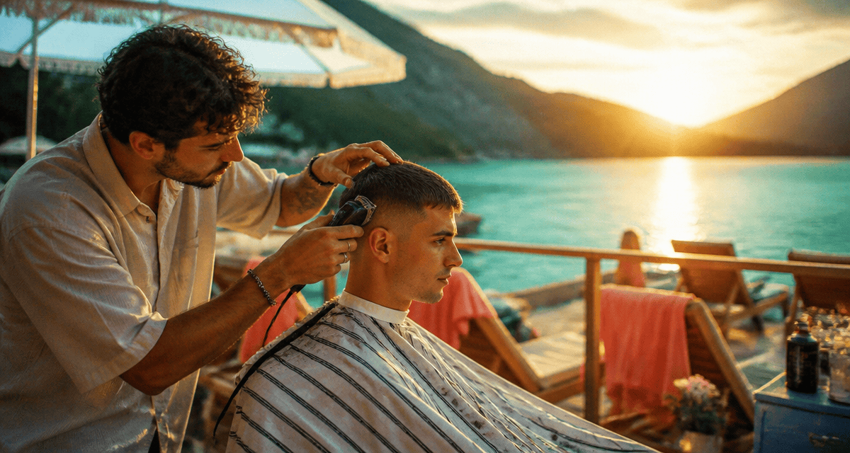 degrade court homme coucher soleil terrasse