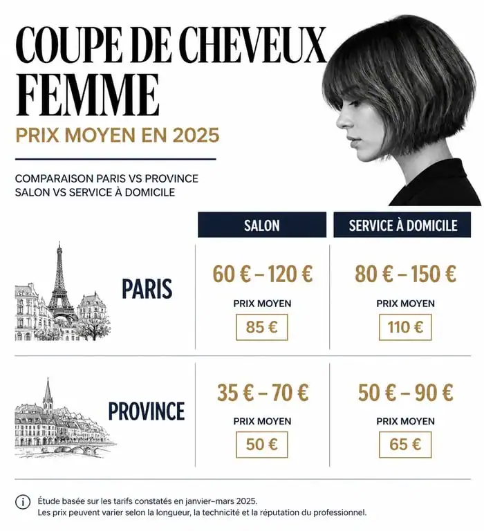 Comparatif des tarifs de coiffure 2025 : prix moyens en salon à Paris, en province et à domicile