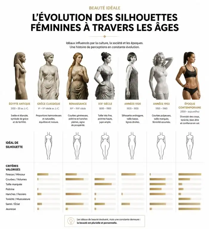 Évolution des standards de beauté féminine à travers l'histoire et le corps parfait