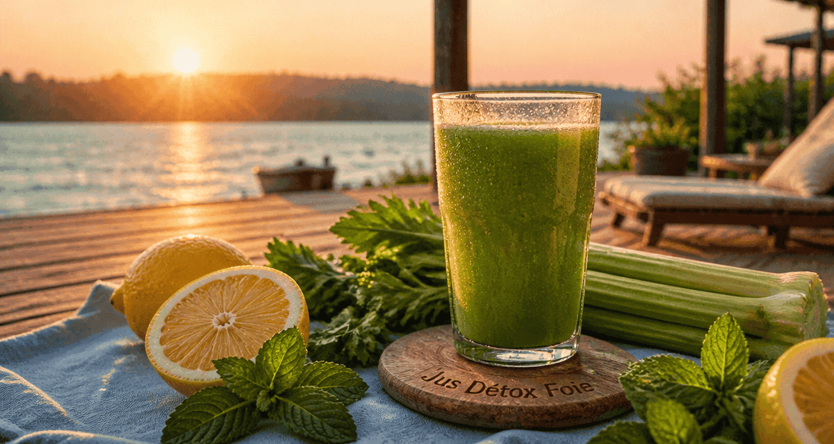 Jus detox pour le foie vert vif avec citron et céleri