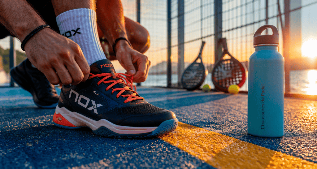 meilleur chaussure padel joueur lacant ses chaussures