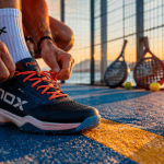 meilleur chaussure padel joueur lacant ses chaussures