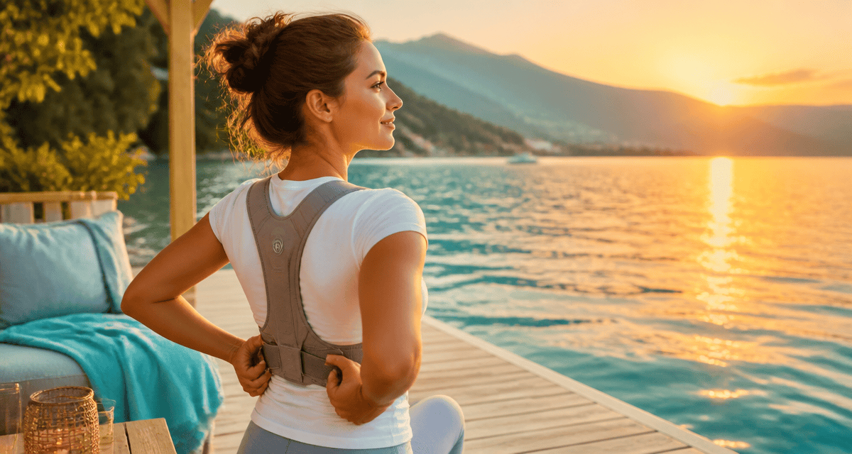 meilleur correcteur de posture femme terrasse lac