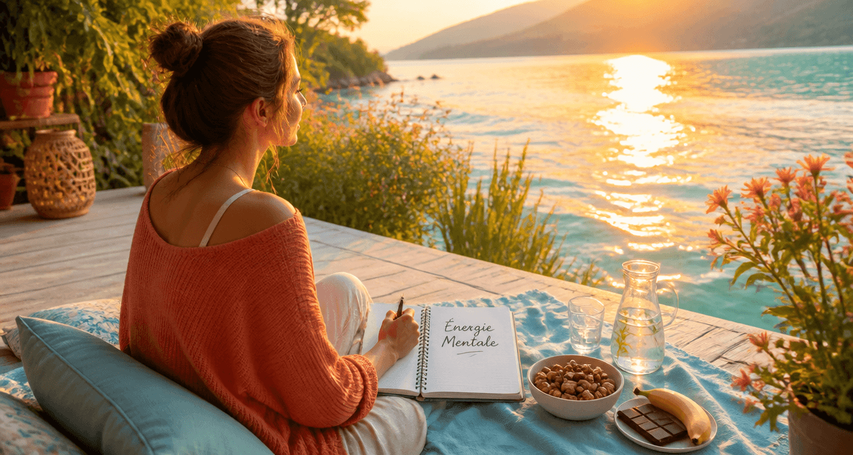 retrouver de l energie mentale femme terrasse lac