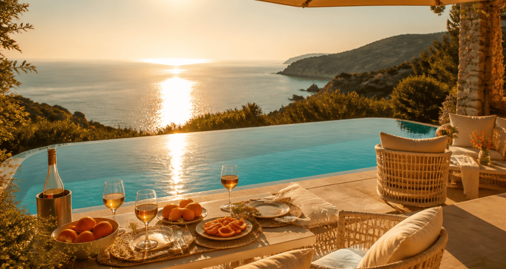 villas à louer en corse terrasse piscine vue mer