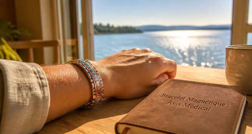 bracelet magnétique avis médical sur poignet en lumière naturelle