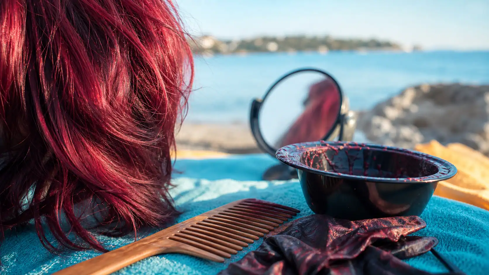 Cheveux rouge cerise brillants, reflets et nuance selon le teint
