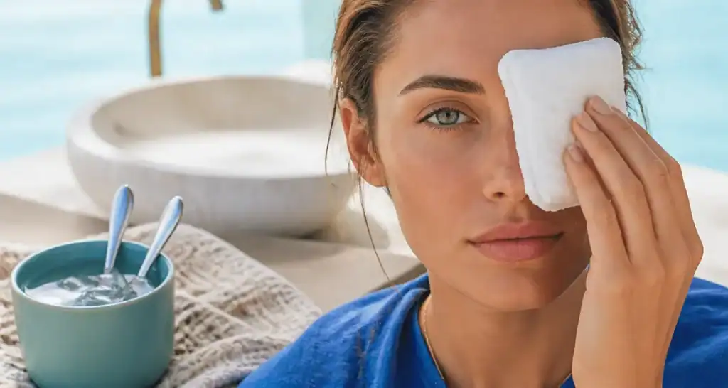 Comment cacher ses cernes sans maquillage : compresse froide sur le contour des yeux