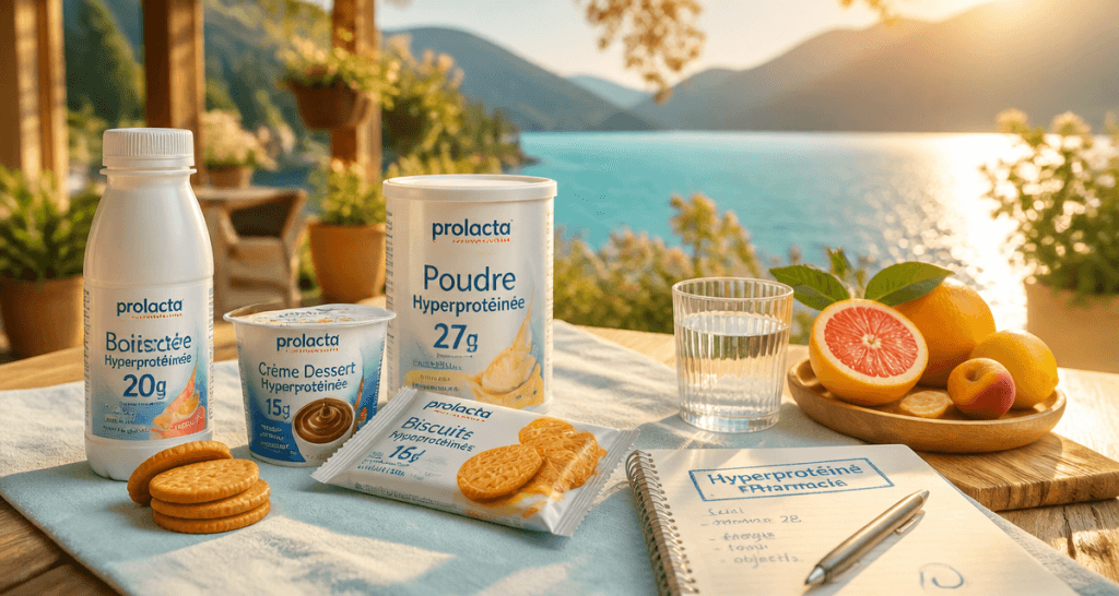 complement alimentaire hyperproteine pharmacie sur table terrasse au bord du lac