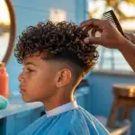 Coupe garcon cheveux bouclés : undercut bouclé au salon