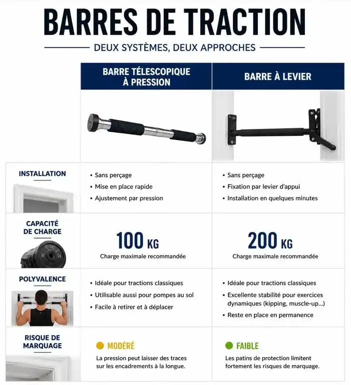 Comparatif des types de barres de traction de porte : télescopique vs levier