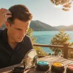 meilleur cire cheveux homme sur terrasse au bord du lac
