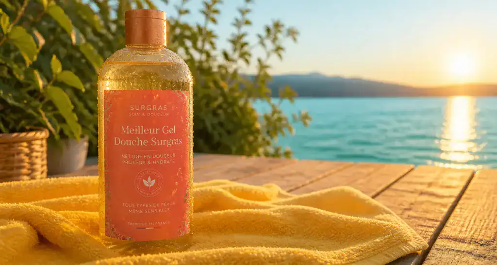 meilleur gel douche surgras sur terrasse au bord du lac