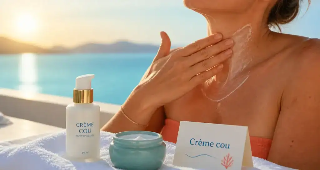 Meilleure crème raffermissante pour le cou : crème appliquée sur cou et décolleté