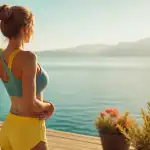 opération ventre femme gaine ventre plat terrasse lac