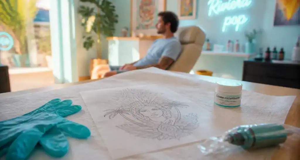 Tatouage sur la fesse : stencil et cicatrisation en salon de tatouage