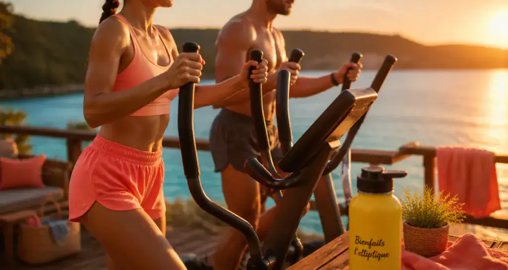 Vélo elliptique avis kiné couple terrasse lac coucher soleil