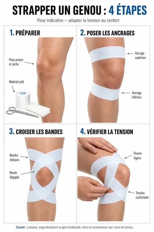Comment strapper un genou étape par étape avec bandes de maintien