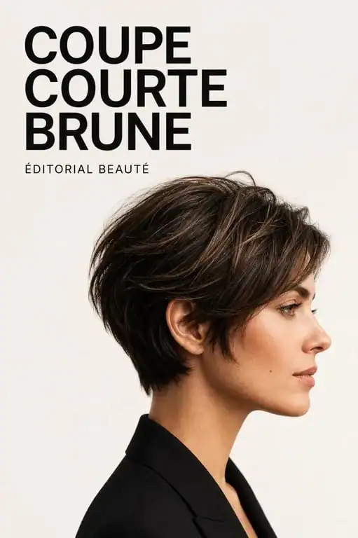 Femme avec une coupe courte brune élégante et moderne