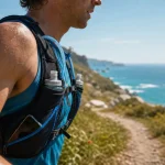 Gilet hydratation en course avec flasques et poche d’eau, maintien sans rebond