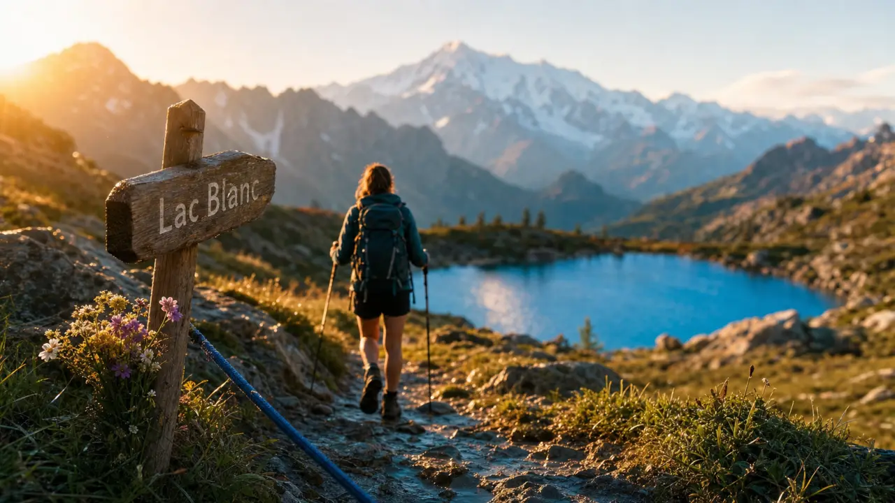 Haute savoie randonnée vers le Lac Blanc en montagne