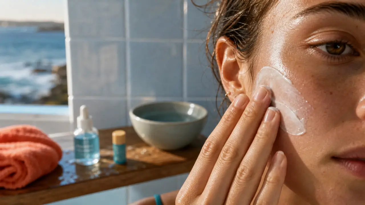 Hydrater sa peau en hiver : main applique crème hydratante sur la joue