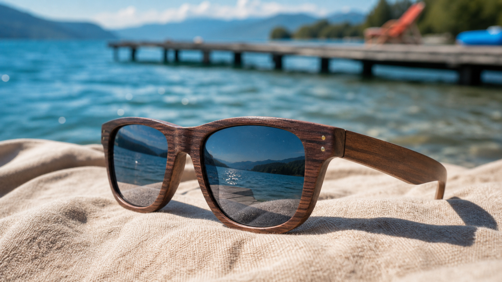 Lunettes soleil bois avec verres polarisés UV400