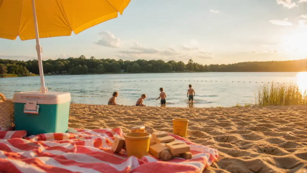 Axo plage à Monampteuil : baignade surveillée, enfants à la plage