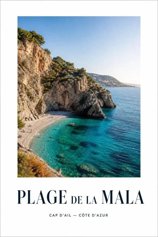 plage de la Mala à Cap d’Ail, crique méditerranéenne au pied des falaises