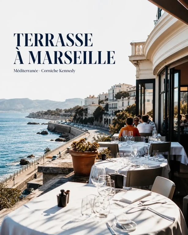 Le Bistrot Plage à Marseille avec terrasse face à la mer et vue sur la corniche Kennedy