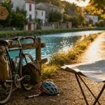 Itinéraires vélo en France sur une voie verte le long d’un canal, vélo au bord de la piste