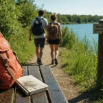 Randonnée près de Toulouse au Lac de la Ramée : marcheurs sur sentier