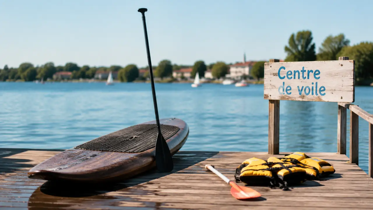 Stand-up paddle au quai, Bordeaux lac activités nautiques