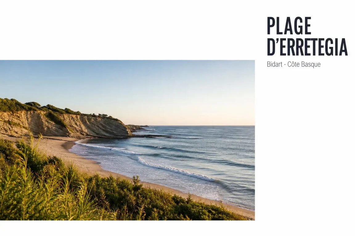 Plage d’Erretegia à Bidart, vue panoramique du littoral basque
