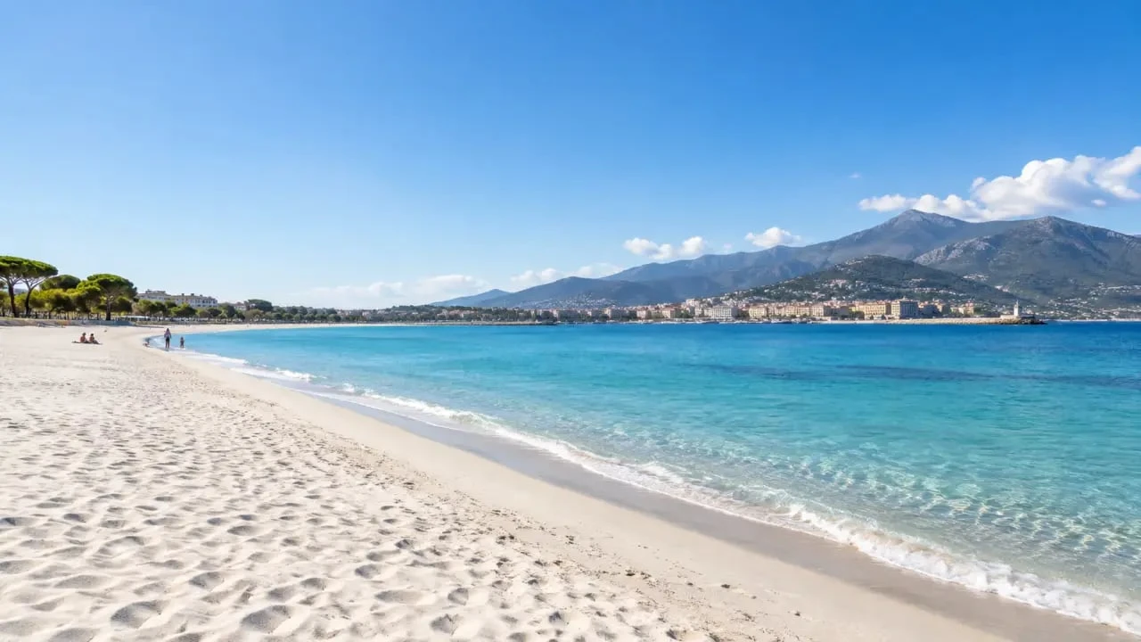 Plage de l’Arinella à Bastia avec sable fin et eau limpide