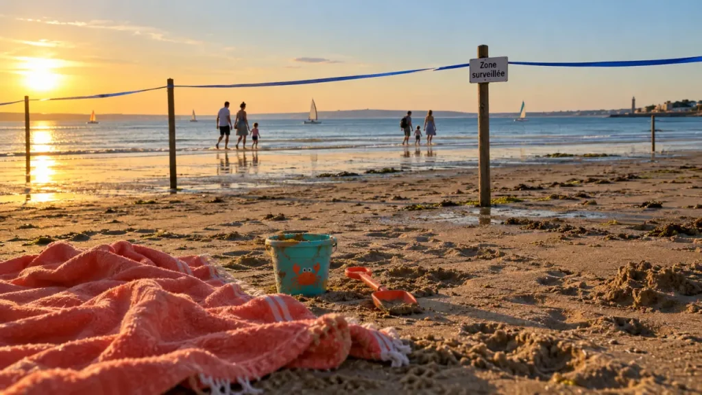 Ouistreham plage : zone balisée pour baignade et règles avant baignade