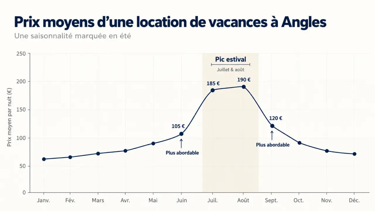 Prix saisonniers d’une location vacances Angles selon les mois